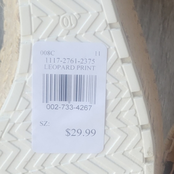 Leopard Print Faux Leather Wedge Sandals - Picture 7 of 7